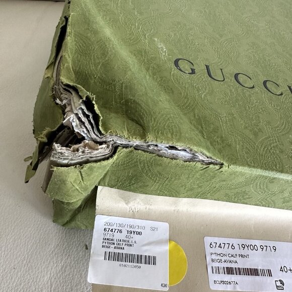 NEW Gucci Beige & Brown Python Horsebit Heeled Sandals Sz 40.5 - Picture 13 of 13